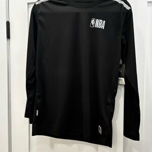 NBA Black Long Sleeve Tee with White Logo NWT